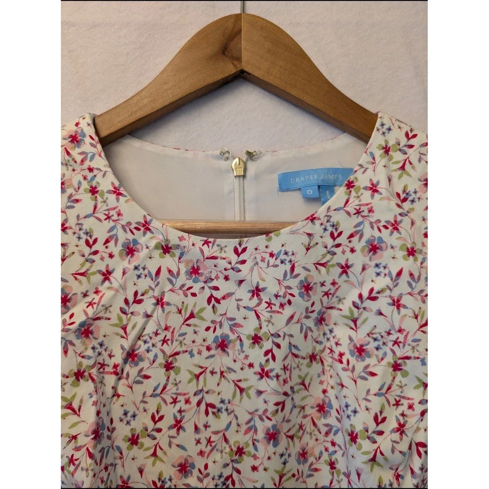 Draper James Floral Fit and‎ Flare Midi Dress White Pink Sleeveless Size 0